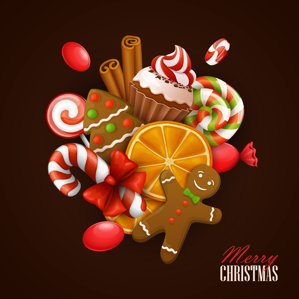 Cute christmas sweet background vector 03