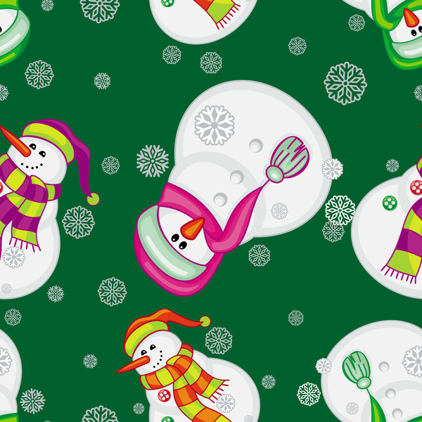 Cute snowman christmas seamless pattern vector 01