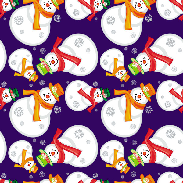 Cute snowman christmas seamless pattern vector 03