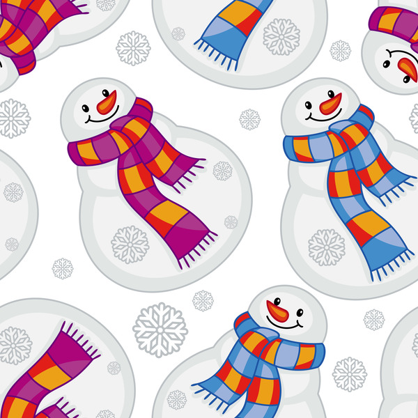 Cute snowman christmas seamless pattern vector 04