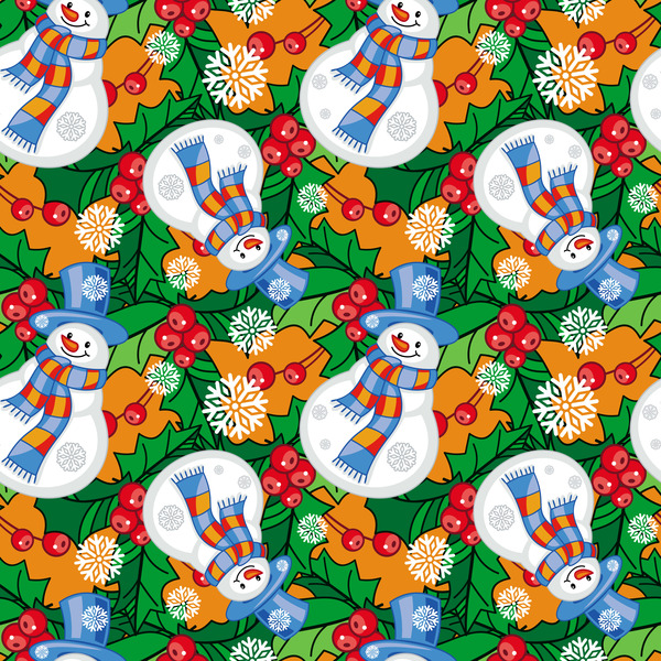 Cute snowman christmas seamless pattern vector 05