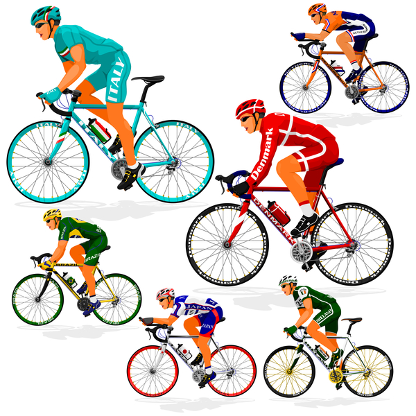 Cyclist with road bike vector illustration 01