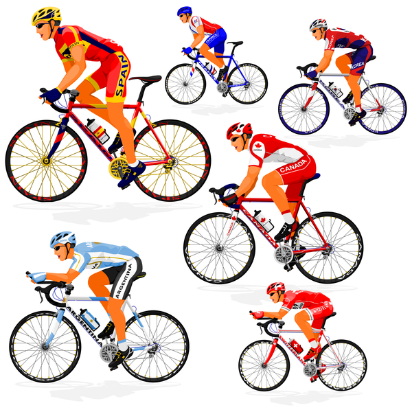 Cyclist with road bike vector illustration 02