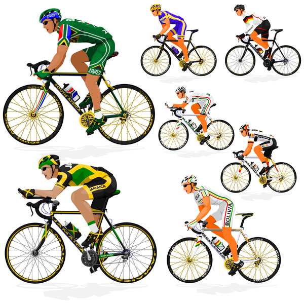 Cyclist with road bike vector illustration 03