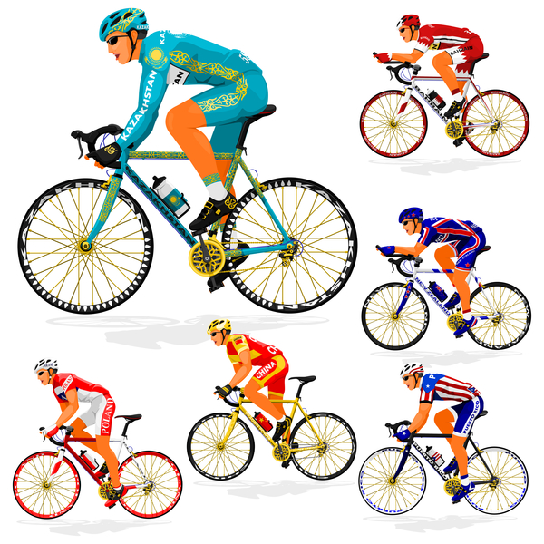 Cyclist with road bike vector illustration 05