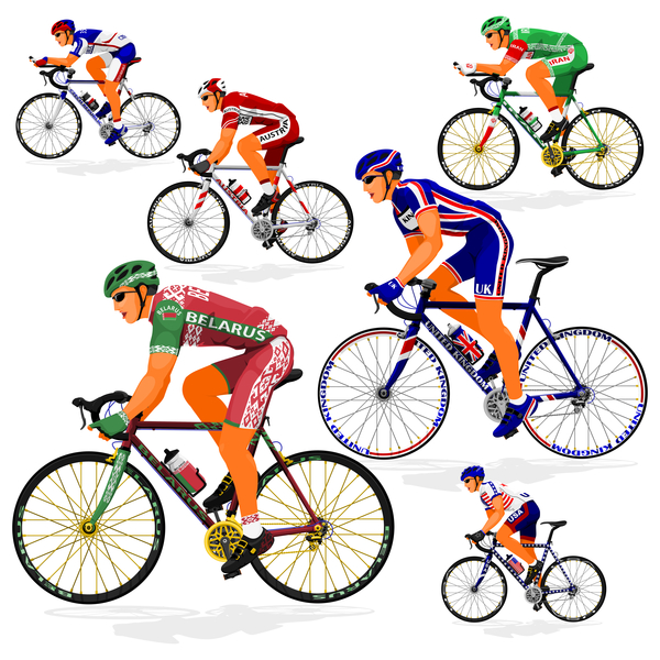 Cyclist with road bike vector illustration 06