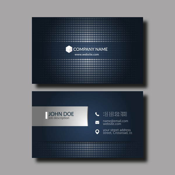 Dark blue business card template vector 02