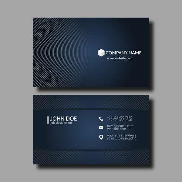 Dark blue business card template vector 03