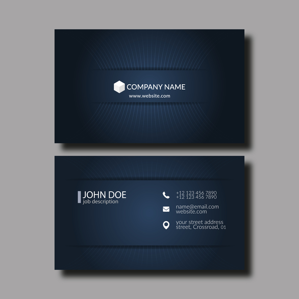 Dark blue business card template vector 04