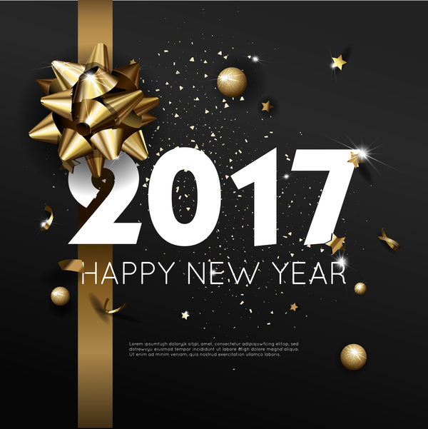 Dark Styles Happy New Year 2017 Poster Template Vector 03 Free