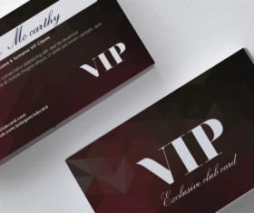 Darkred polygon VIP card front and back template vector