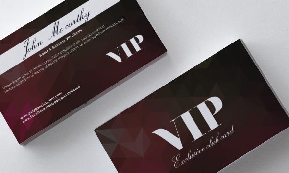 Darkred polygon VIP card front and back template vector