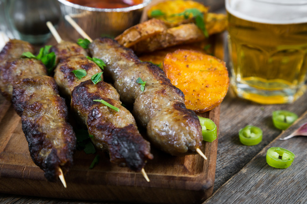 Delicious kebabs of beer Stock Photo