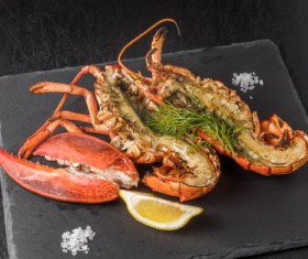 Delicious lobster with lemon spices Stock Photo 02