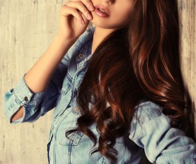 Denim clothing beautiful woman Stock Photo 01