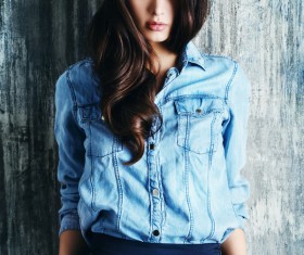 Denim clothing beautiful woman Stock Photo 05