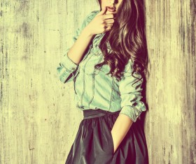 Denim clothing beautiful woman Stock Photo 06