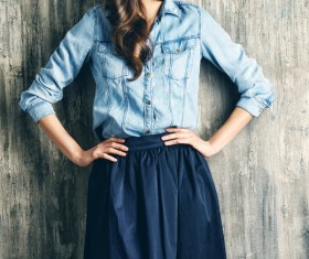 Denim clothing beautiful woman Stock Photo 07