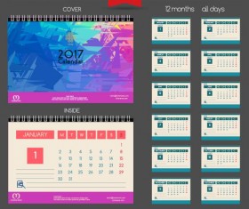 Desk 2017 calendar cover and inside template vector 02