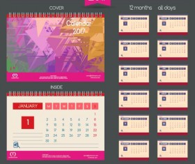 Desk 2017 calendar cover and inside template vector 03