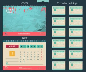 Desk 2017 calendar cover and inside template vector 04