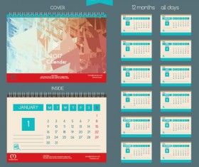Desk 2017 calendar cover and inside template vector 05