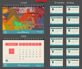 Desk 2017 calendar cover and inside template vector 07