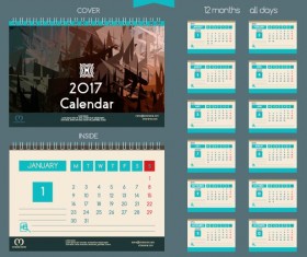 Desk 2017 calendar cover and inside template vector 08