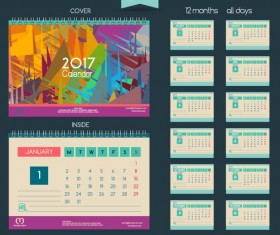 Desk 2017 calendar cover and inside template vector 09