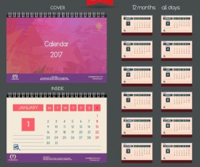 Desk 2017 calendar cover and inside template vector 10
