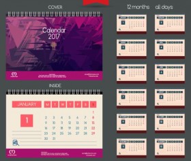 Desk 2017 calendar cover and inside template vector 11