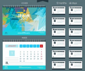 Desk 2017 calendar cover and inside template vector 12
