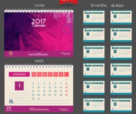 Desk 2017 calendar cover and inside template vector 13