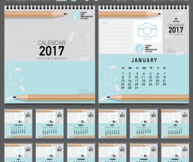 Desk 2017 calendar cover and inside template vector 14