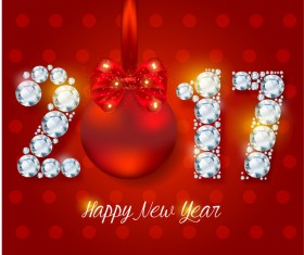 Diamond 2017 new year design with red background vector