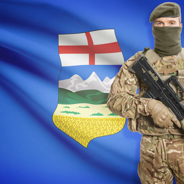 Different flags and armed soldiers Stock Photo 01
