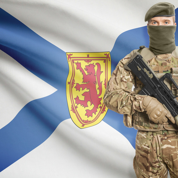 Different flags and armed soldiers Stock Photo 04