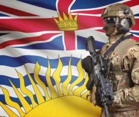 Different flags and armed soldiers Stock Photo 05