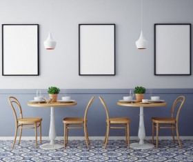 Dining table with a frame on the wall HD picture
