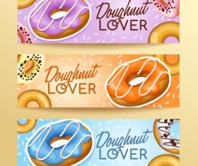Doughnut banners design vector set 02