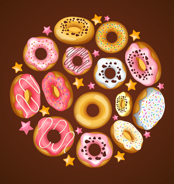 Doughnut with stars vector material 01