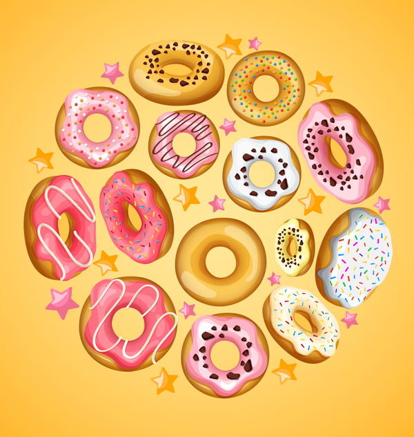 Doughnut with stars vector material 02