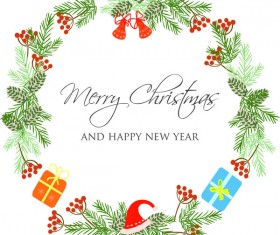 Elegant christmas wreath vector material 02