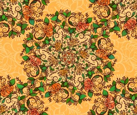 Elegant flower seamless pattern with yellow background vector