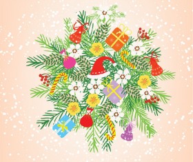 Elegant flower with gift and christmas card vector 01