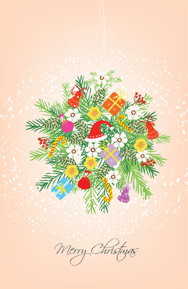 Elegant flower with gift and christmas card vector 01