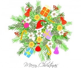 Elegant flower with gift and christmas card vector 02