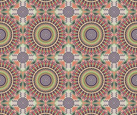 Ethnic styles floral cricles pattern seamless vector 04
