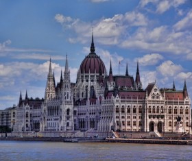 European steeple building Stock Photo