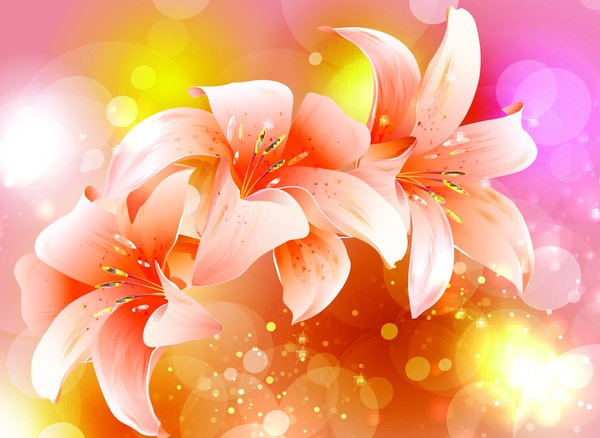 Fancy Colorful Flowers Background vector